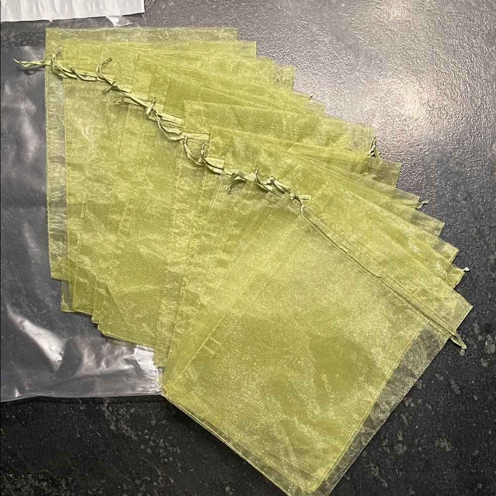 Fifteen Elegant Light Green Sheer 9" x 6" Gift Bags (NWOT)